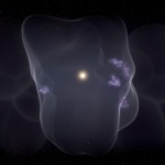 Ilustración artística de la Burbuja Local, con la formación de estrellas en su superficie. EFE/Leah Hustak (STScl)/Foto cedida