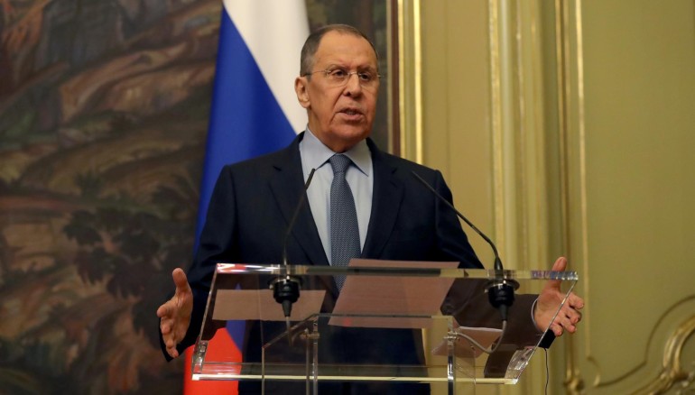 Imagen de archivo del ministro ruso, Sergei Lavrov, en una comparecencia en Moscú. Foto: EFE