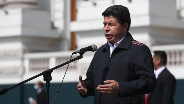 Fotografía de archivo del presidente de Perú, Pedro Castillo. EFE/ Paolo Aguilar