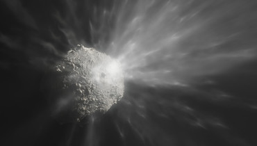 La ilustración muestra la expulsión de una nube de escombros después de que la nave espacial DART de la NASA colisionara con el asteroide Dimorphos. La imagen fue creada con la ayuda de las fotografías en primer plano de Dimorphos que la cámara DRACO tomó justo antes del impacto. Después del mismo, varios telescopios observaron la evolución de la nube de escombros, incluido el Very Large Telescope de ESO. EFE/ESO/M. Kornmesser.