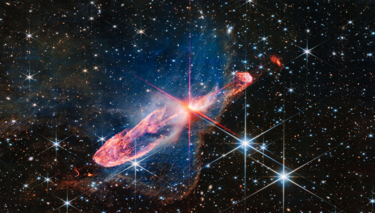 Imagen tomada por el telescopio James Webb de las estrellas en formación Herbig-Haro 46/47 a 1.470 años luz. Crédito:NASA, ESA, CSA, J. DePasquale (STScI)