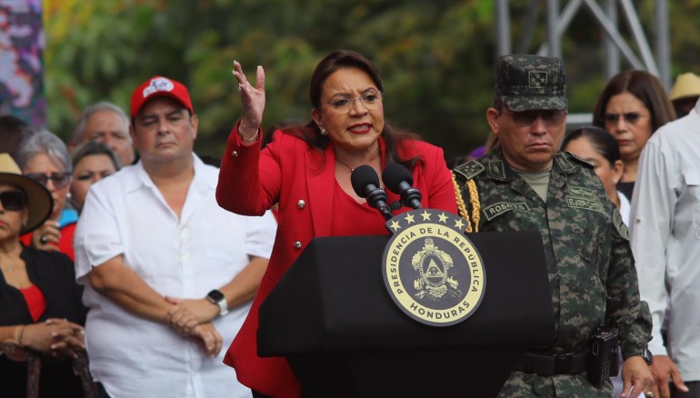 La presidenta hondureña, Xiomara Castro. EFE/Gustavo Amador