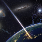 Reproducción del rayo cósmico Amaterasu incidiendo desde el espacio sobre la Tierra, captado por los sensores del Telescopio Array. EFE