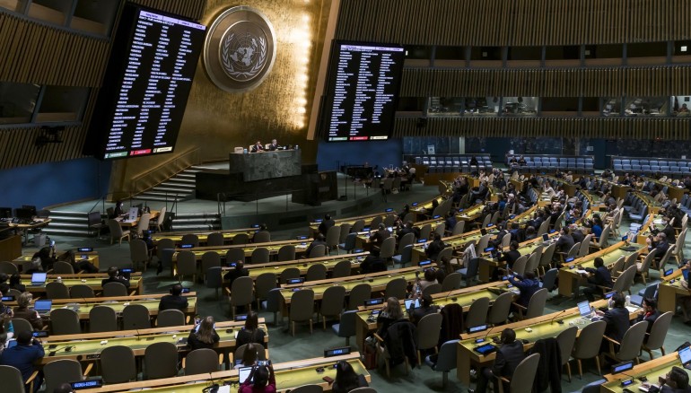 Vista de una votación en la Asamblea General de la ONU, en una fotografía de archivo. EFE/Justin Lane