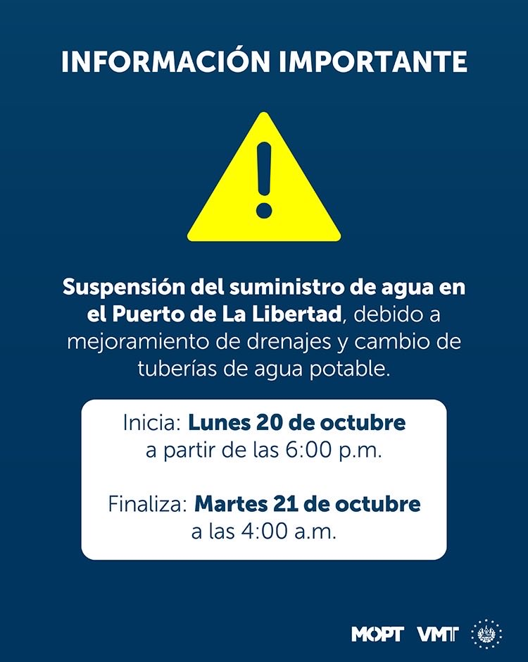 Servicio de agua será suspendido temporalmente en el Puerto de La ...